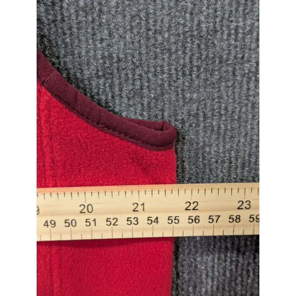 Lands End Fleece Vest Mens Medium 38-40 Full Zip Layer Pockets Maroon Red Hiking